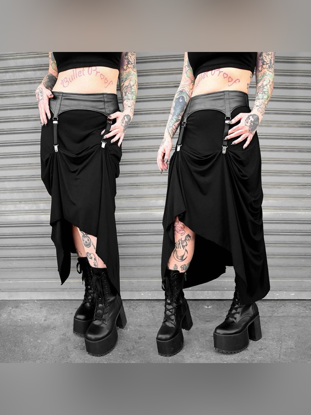 Foxblood Garter Maxi Skirt
